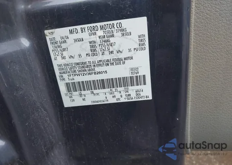 2006 Ford F-150 Lariat/Xlt from USA, damaged, VIN 1FTPW12V36FB26015